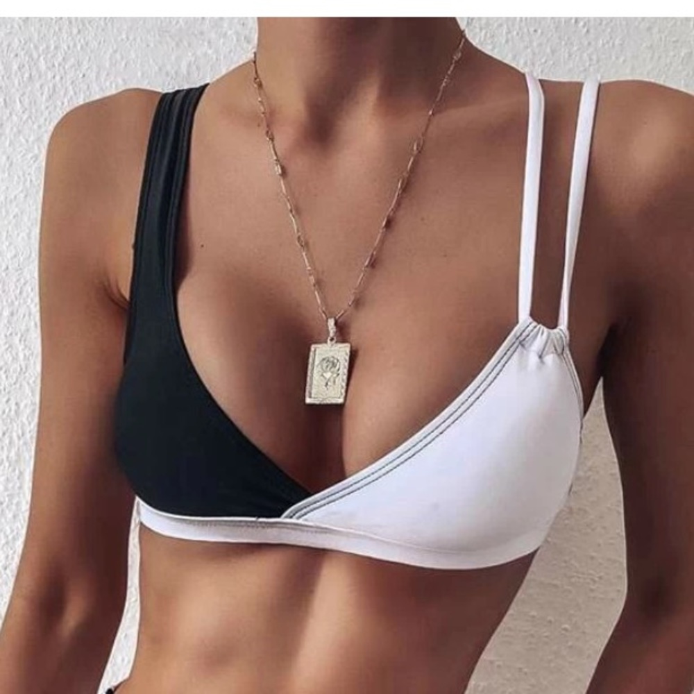 Bikini ColorBlock Top Shein Swim